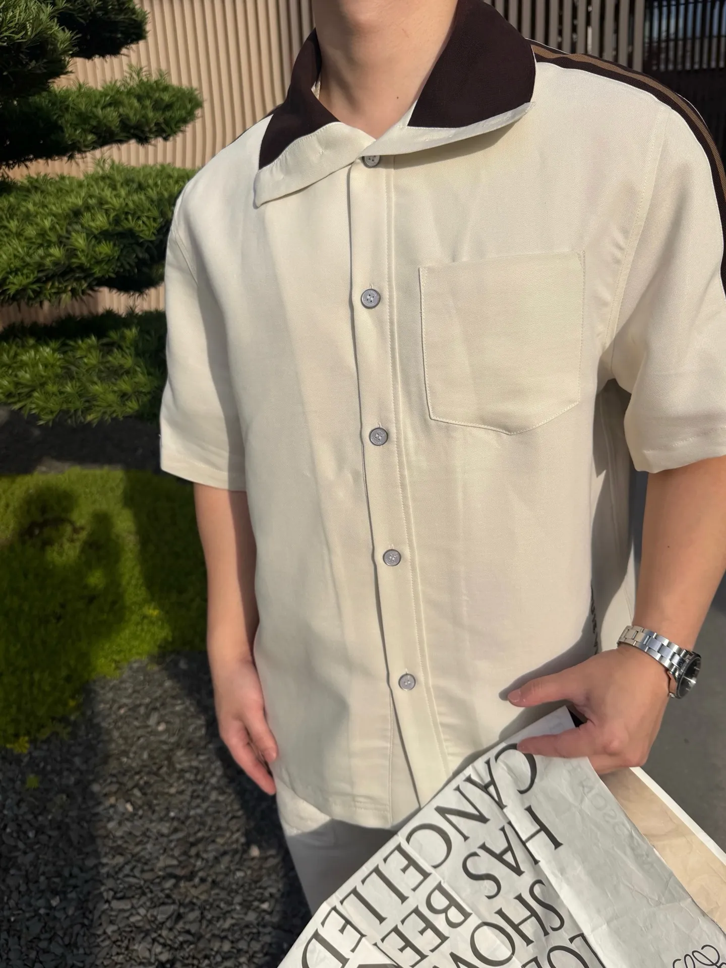 Louis Vuitton/Louis Vuitton 26ss logo web short-sleeved shirt